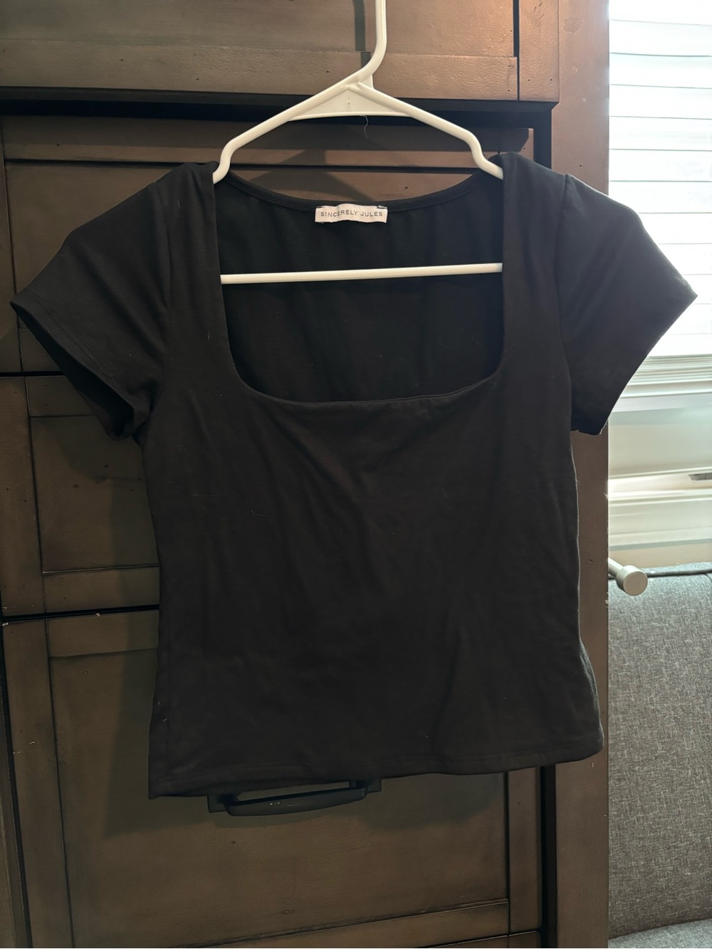 Sincerely Jules Black Square Neck Short Sleeve Tee